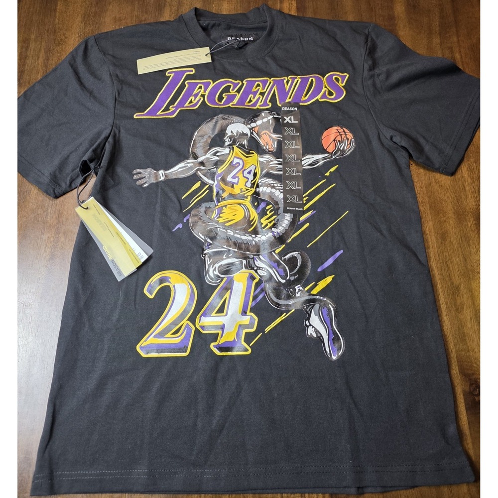 Reason Brand Legends 24 Basketball Graphic T Shirt Mens XL Black NWT